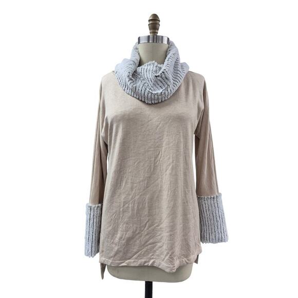 Soft Surroundings Apres Tunic Ribbed Cowl Neck Faux Fur Trim Long Sleeve M - Picture 2 of 6